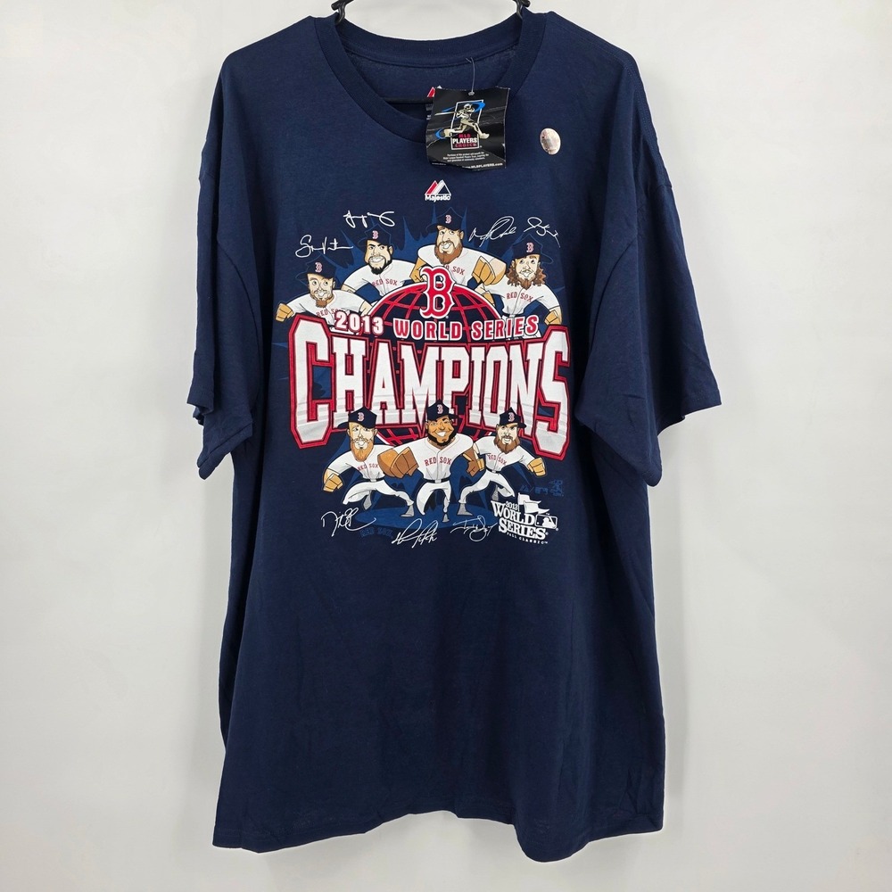 MAJESTIC BOSTON RED SOX 2013 WORLD SERIES CHAMPIONS SHIRT MENS 2XL NEW DEADSTOCK - Picture 2 of 10